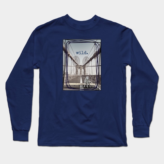 Vintage Wolf City Bridge Wild Long Sleeve T-Shirt by EvolvedandLovingIt